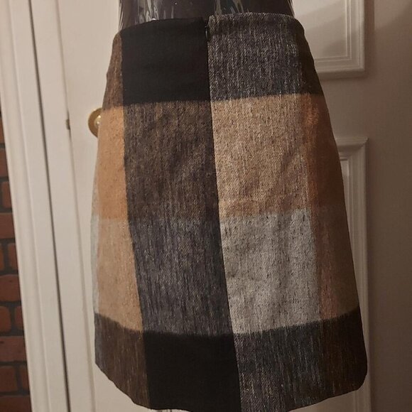 Dark Academia Wool Skirt Faux Wrap Plaid Cozy Library Core - Picture 4 of 10